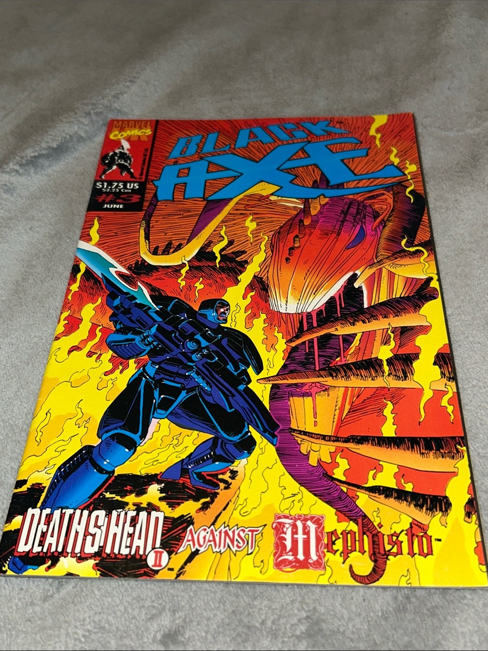 Black Axe #3, 1990, Marvel UK Death’s Head II vs Mephisto Comic